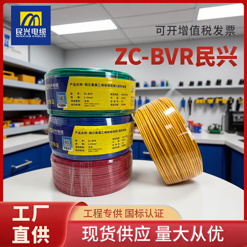 东莞民兴电线电缆ZR-BVR BV1.5 2.5平方纯铜阻燃国标多股软线批发