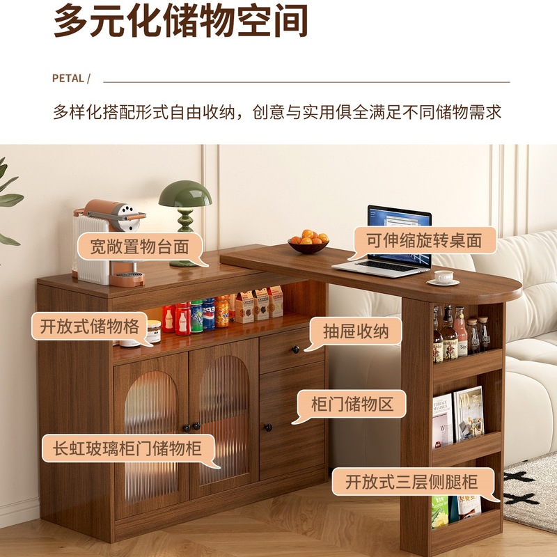 可伸缩吧台桌岛台餐边柜一体家用客厅隔断小户型阳台靠墙沙发边柜|undefined