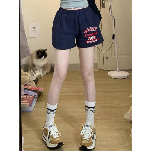 American retro Tibetan casual all-match sweatpants for female students, thin shorts, high-waist slimming pants, hot pants