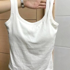 日系帶胸墊螺紋純棉內搭背心女 聚攏乳膠杯百搭圓領打底吊帶背心