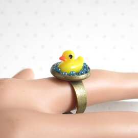 黄色鸭子戒指Cute Yellow Duck Ring