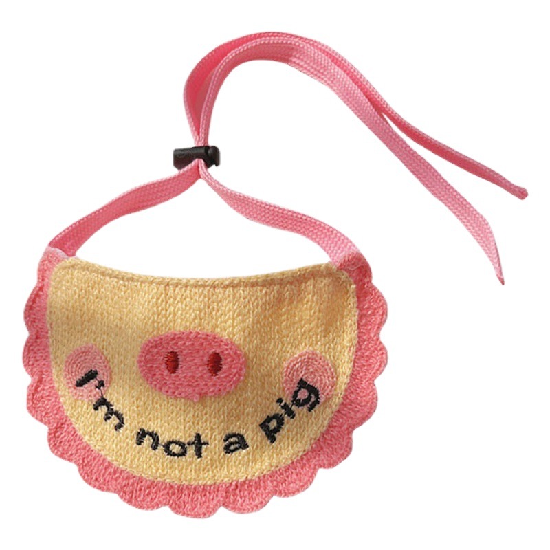 Toalla de saliva para mascotas con cordones, decoración para perros y gatos, tejido tridimensional, bonito dibujo de dibujos animados, bordado, toalla de saliva para gatos, suministros para perros