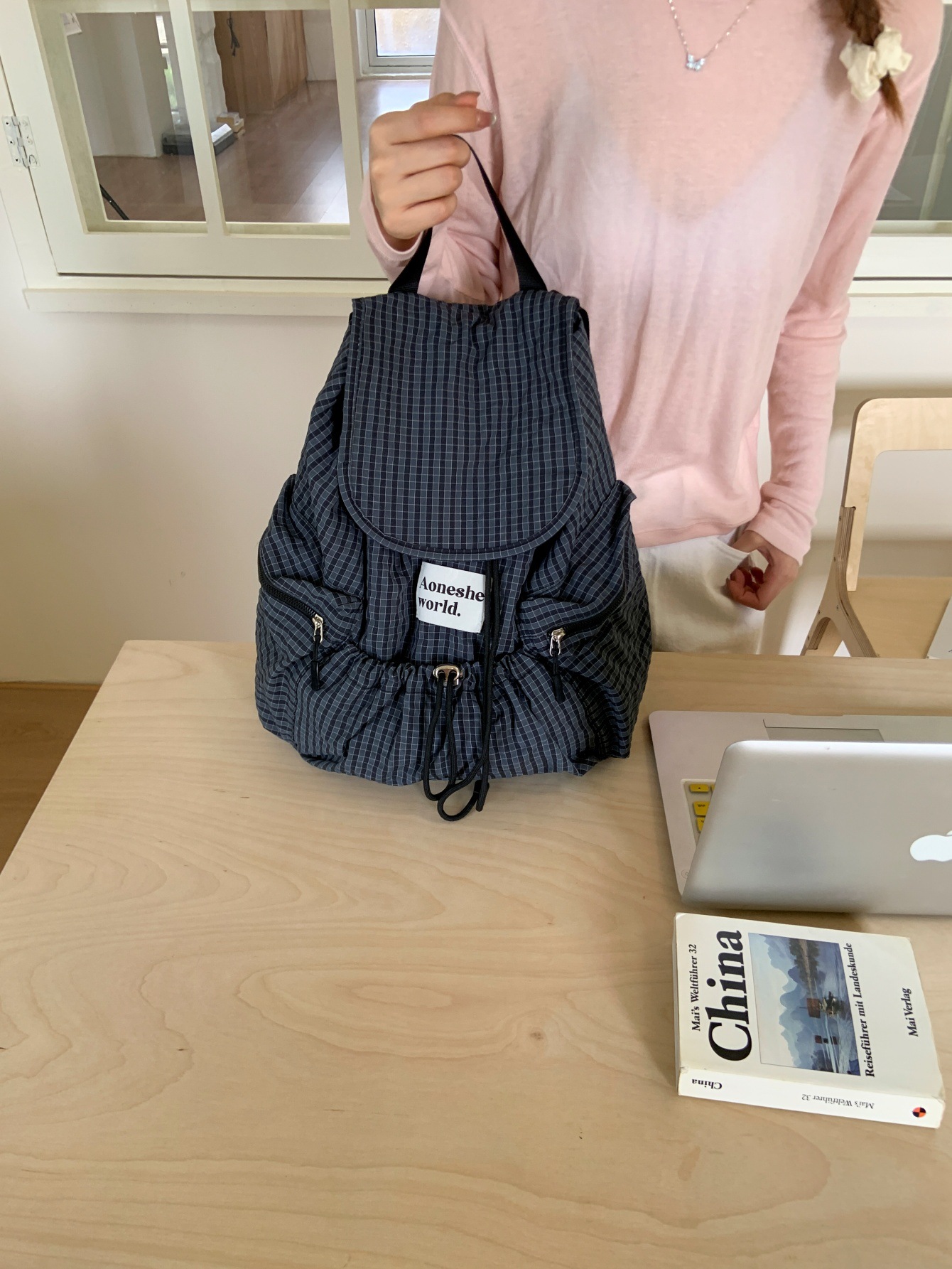 Cross-Border New Plaid Backpack Design, Casual Large-Capacity Travel Bag, Lightweight Backpack, Korean Style Backpack, Versatile