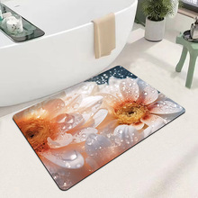 跨境3d立体花卉地垫浴室吸水防滑耐脏硅藻泥地垫家用脚垫入户耐磨