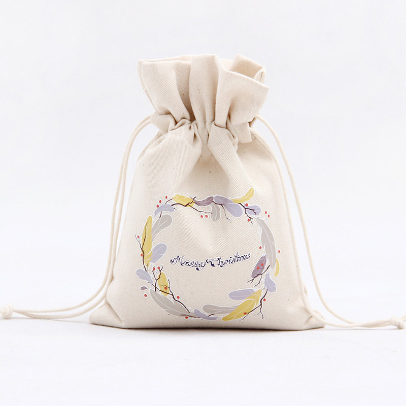 A245 logo printed canvas storage bag with drawstring closure, gift pocket, portable for Christmas packaging gifts undefined