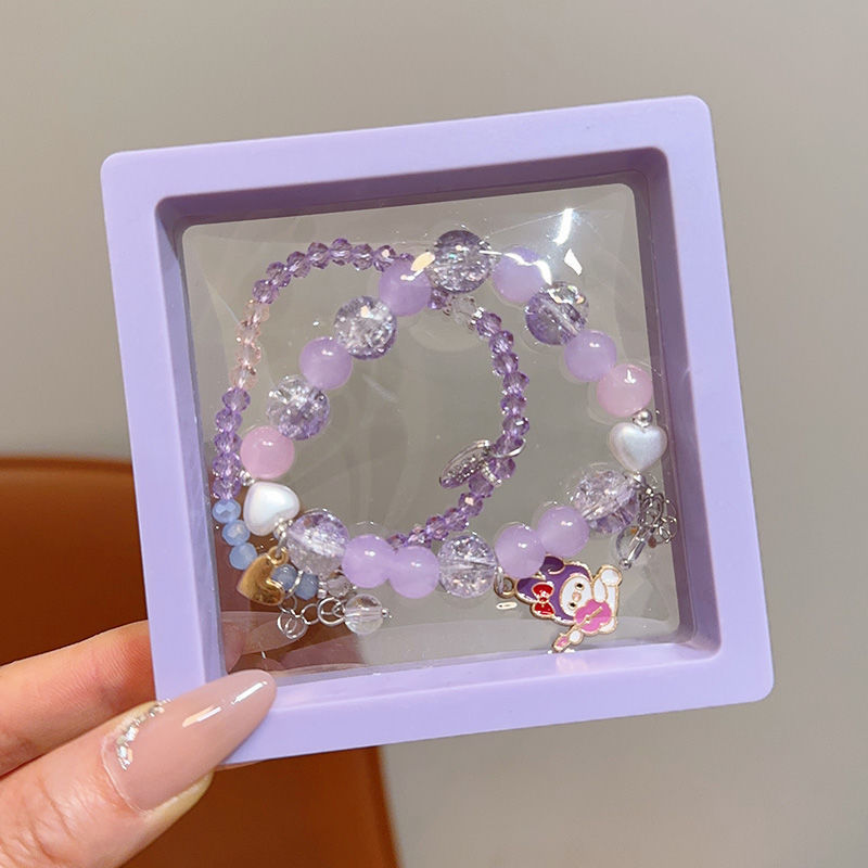 520 送信親友子供のブレスレット女の子ビーズブレスレット少女アメジストジュエリーブレスレット女の子 DIY ギフト|undefined
