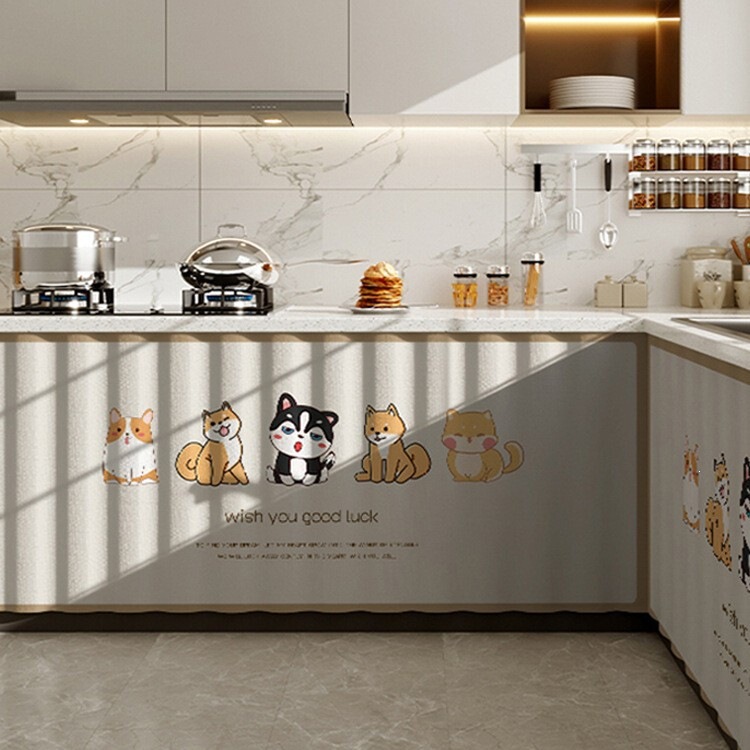 Kitchen cabinet door curtain with sliding track, no-drill fabric curtain for cabinet without doors, dust-proof cover-up curtain for concealing clutter