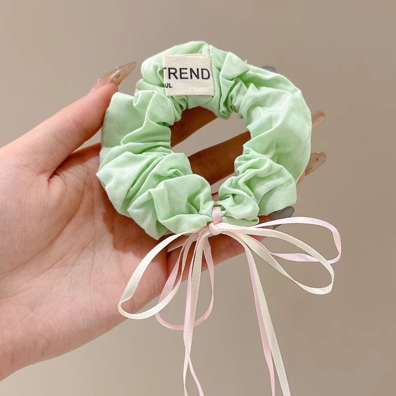 Corbata de pelo de intestino de lunares de crema grande coreana, gomas de goma de cola de caballo suaves para mujer, accesorios para el cabello de bola, accesorios para el cabello, cuerda para la cabeza