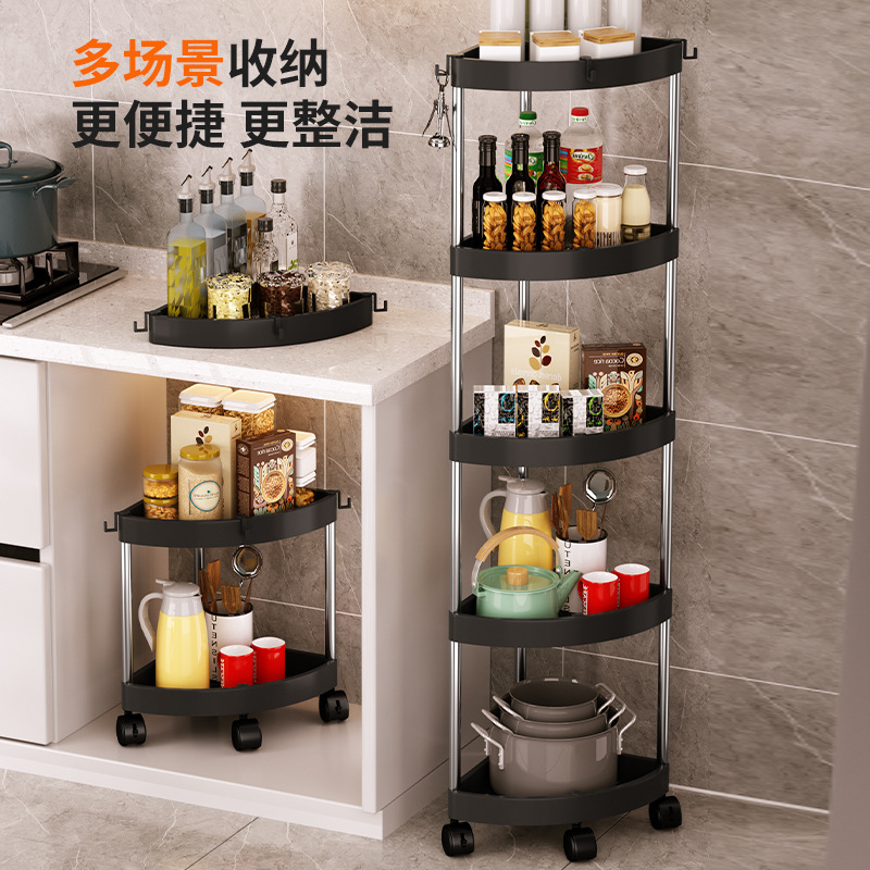 廚房置物架廚房收納落地多層放鍋廚房用品收納架轉角百貨大全貨源