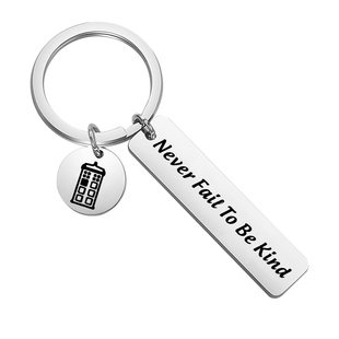 Stainless Steel Keychain Steel Plate Letter Round Plate Pendant Friendship Blessing Gift Keychain Steel Plate Engraved Keychain