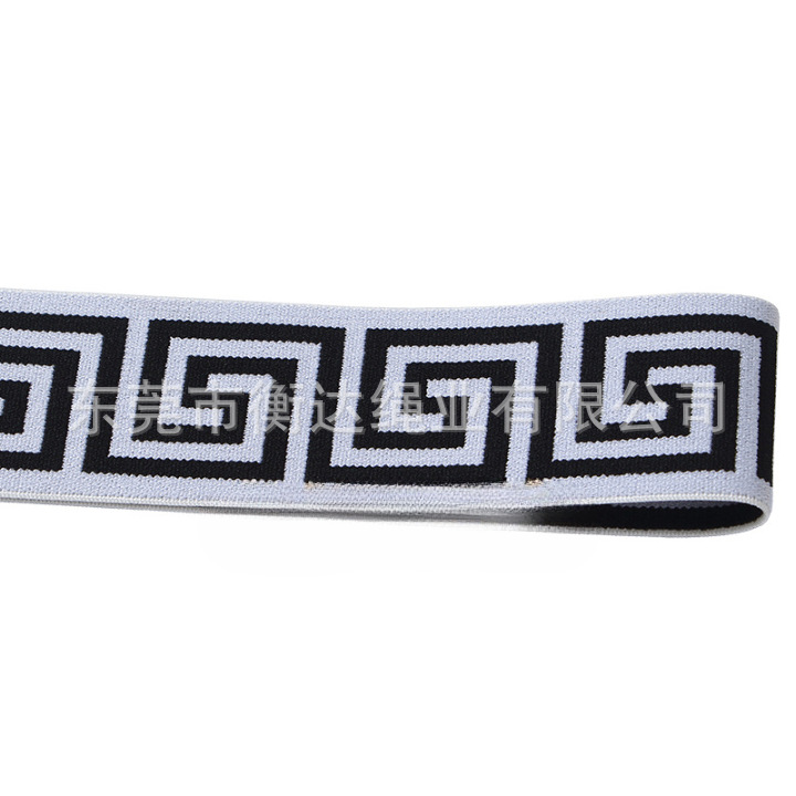 Fábrica al por mayor 4cm laberinto jacquard elástico ropa interior gorra falda cintura cabeza de vuelta estampado elástico