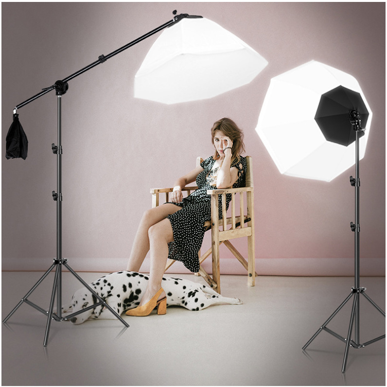 全景八角70cm电源柔光箱直播补光灯主播LED摄影灯 人像拍照打光灯
