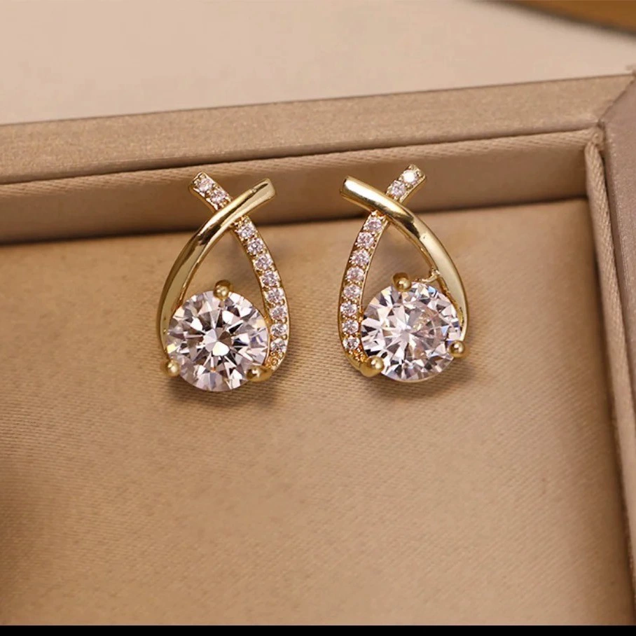 Fashionable fresh earrings, accessory, silver 925 sample, city style, 750 sample gold, wholesale