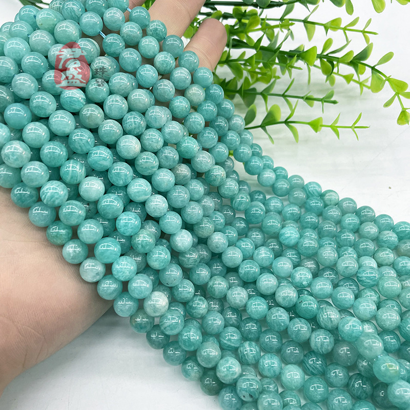 Manufacturer Direct Sales AA Natural Amazoneite Beads Round Beads DIY Jewelry Accessories Cross-border Wholesale 