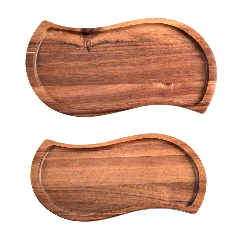 bandeja de madera de Acacia rectangular bandeja de madera sólida bandeja de madera bandeja de té japonesa barbacoa snack pastel plato de madera
