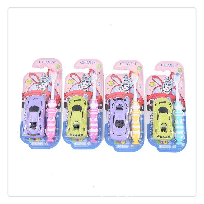 Children's creative toothbrush soft hair belt toy cartoon children's toothbrush 3-6-12 years old children's toothbrush fine soft hair wholesale