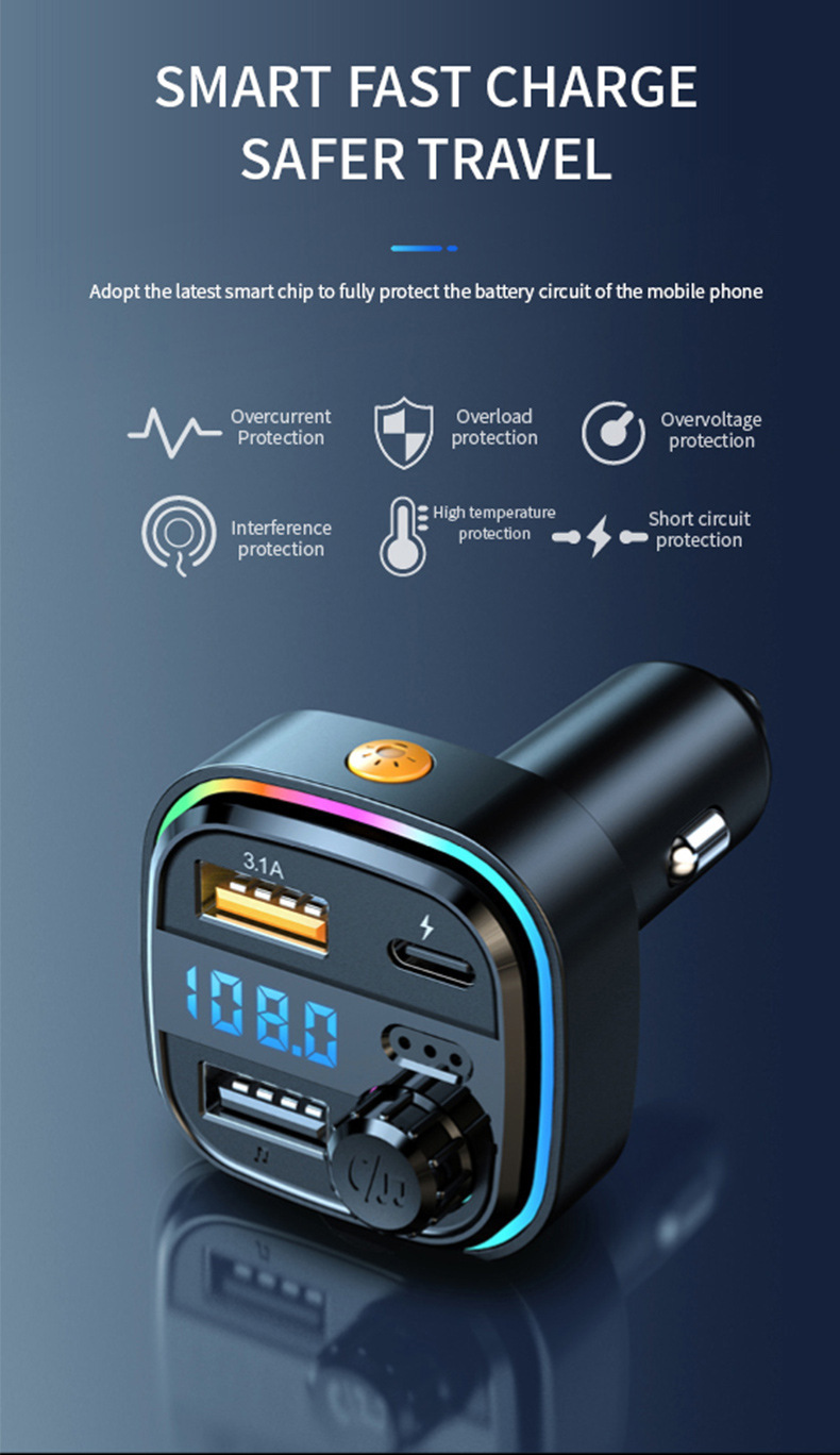 C26 Car Bluetooth Mp3 Music Player Bt5.0 Car Fm Transmitter Hands-Free Call Mobile Phone Music
