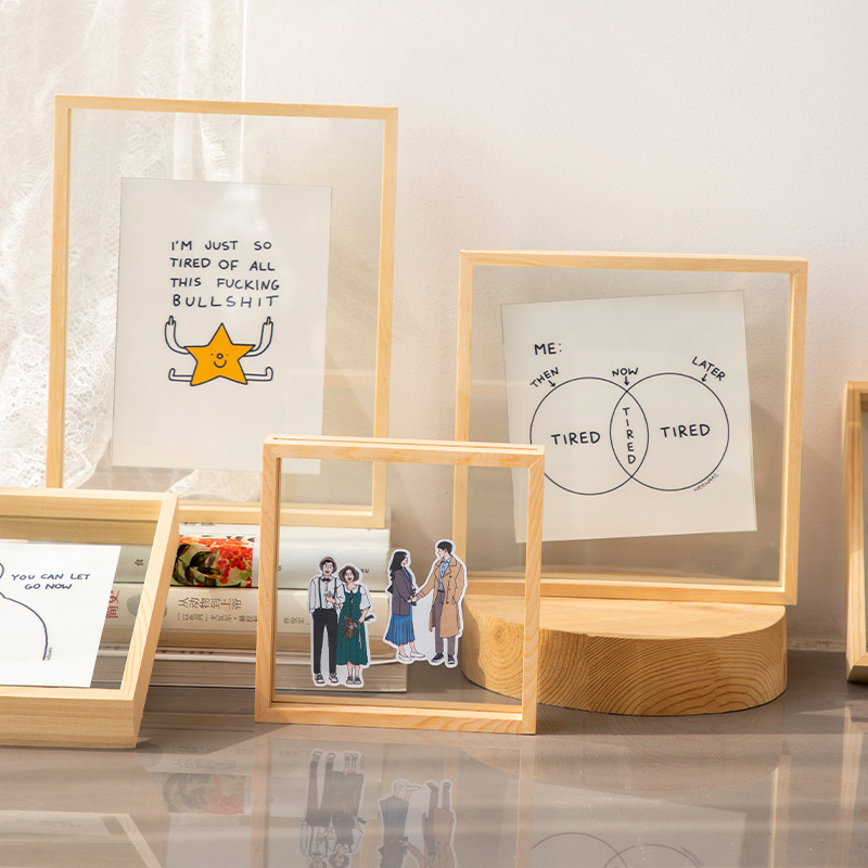wooden creative double-sided glass sample from natural wood