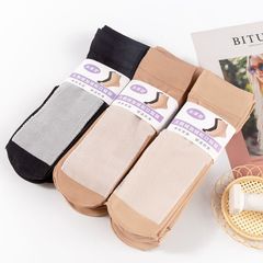 Spring and Autumn Women's Velvet Fleece-Lined, Thickened Cotton-Base Silk Stockings | Wholesale Women's Foot-Comforting Cotton-Added, Loose-Fitting Short Silk Stockings