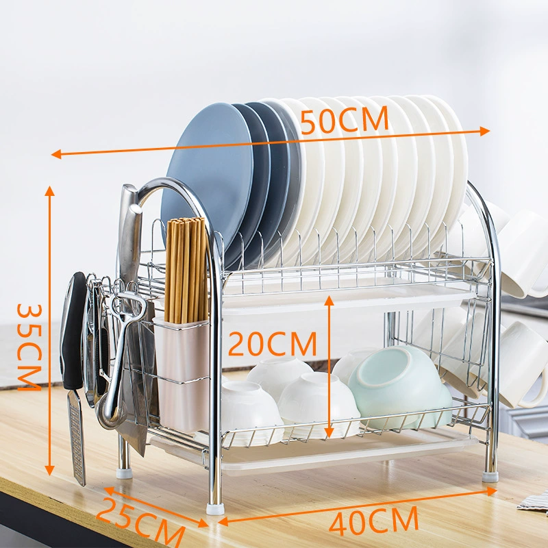Kitchen storage rack floor-mounted multi-layer storage drainage dish rack double-layer bowl tableware storage bowl rack reality