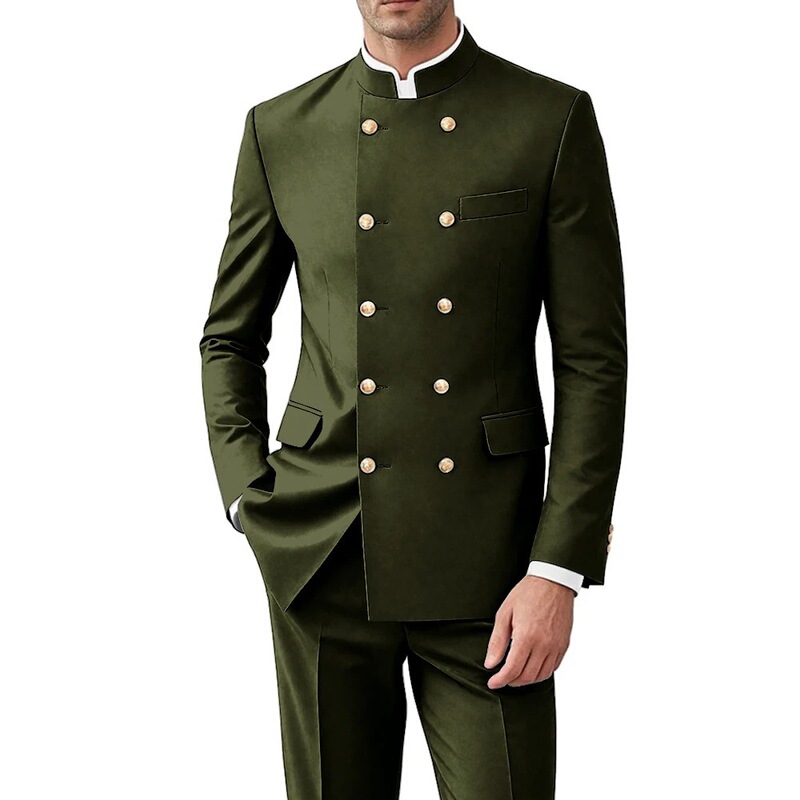 Amazon Cross-Border 2026 New Summer Retro Design Men's Suit Set Casual Elegant Business Suit
