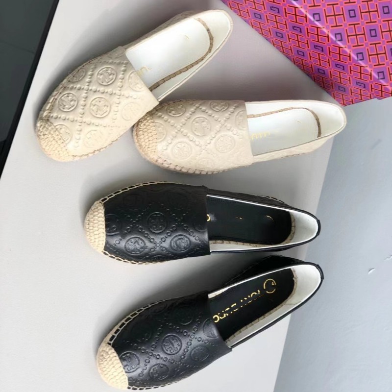 tb老花羊皮拼接平底渔夫鞋一脚蹬浅口透气吸汗休闲四季工作女单鞋