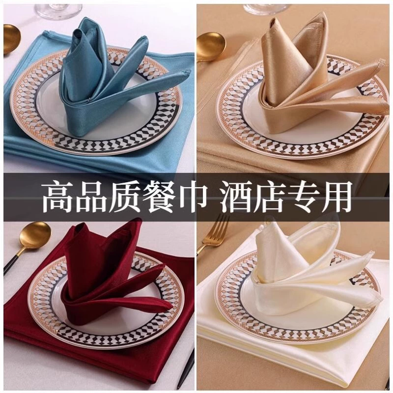 Салфетки для рта Западная коммерческая гостиница Складная ткань Банкет Красная Обеденная Ткань Салфетки Премиум Белый Ткань Отель