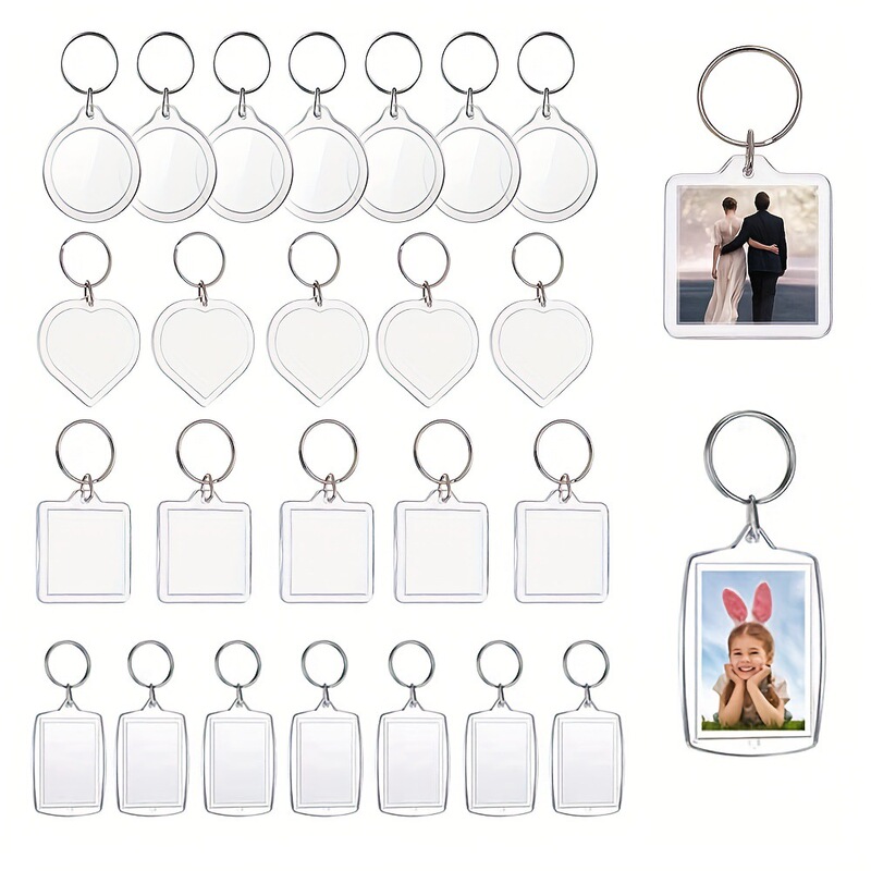 Plastic Keychain Empty Shell Keychain Transparent Acrylic Keychain Photo Frame Keychain Printable LOGO
