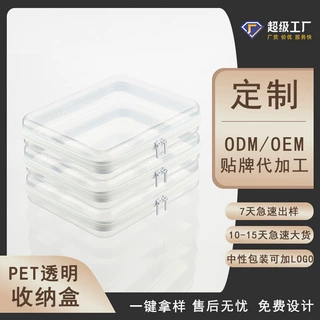 小单贴标定制跨境爆款1.2MM加厚透明收纳盒便携桌面收纳清洁盒子