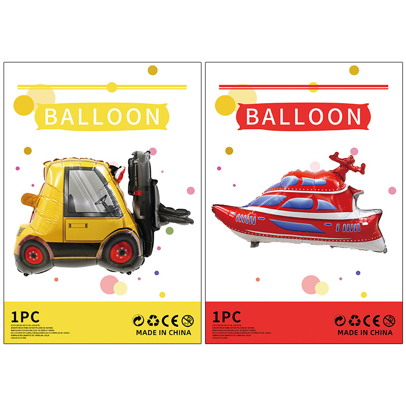 Herramientas de transporte globo de película de aluminio embalaje independiente camión de bomberos ingeniería vehículo avión juguete para niños globo de película de aluminio al por mayor