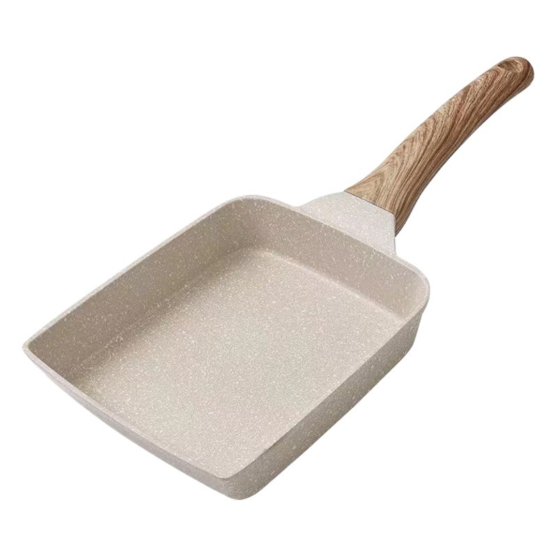 Cruzar la frontera cuadrada tortilla panqueque carot jade japonés sartén cuadrado sartén de piedra maifan