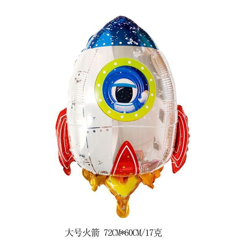 Espacio tema globo niños cumpleaños escena diseño fondo pared decoración astronauta cohete globo traje