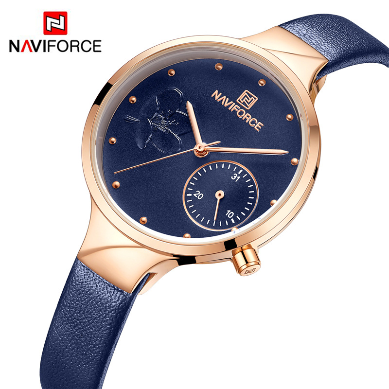 NAVIFORCE Lingxiang 5001 reloj de mujer estudiante coreano simple impermeable calendario reloj de cuarzo reloj de personalidad