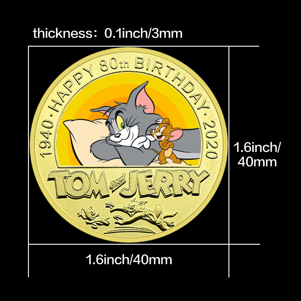 Cat and Mouse Classic Japanese Anime Coin Manga Golden Day Man Metal Moneda conmemorativa Medalla conmemorativa