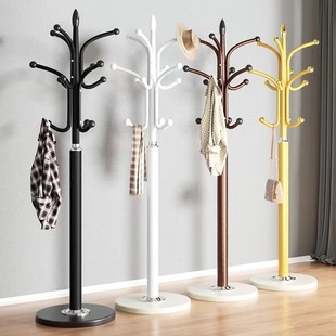 European-Style Light Luxury Coat Rack with Marble Floor-Standing Clothes Rack, Iron Art Simple Vertical Bag Hanger for Bedroom and Living Room