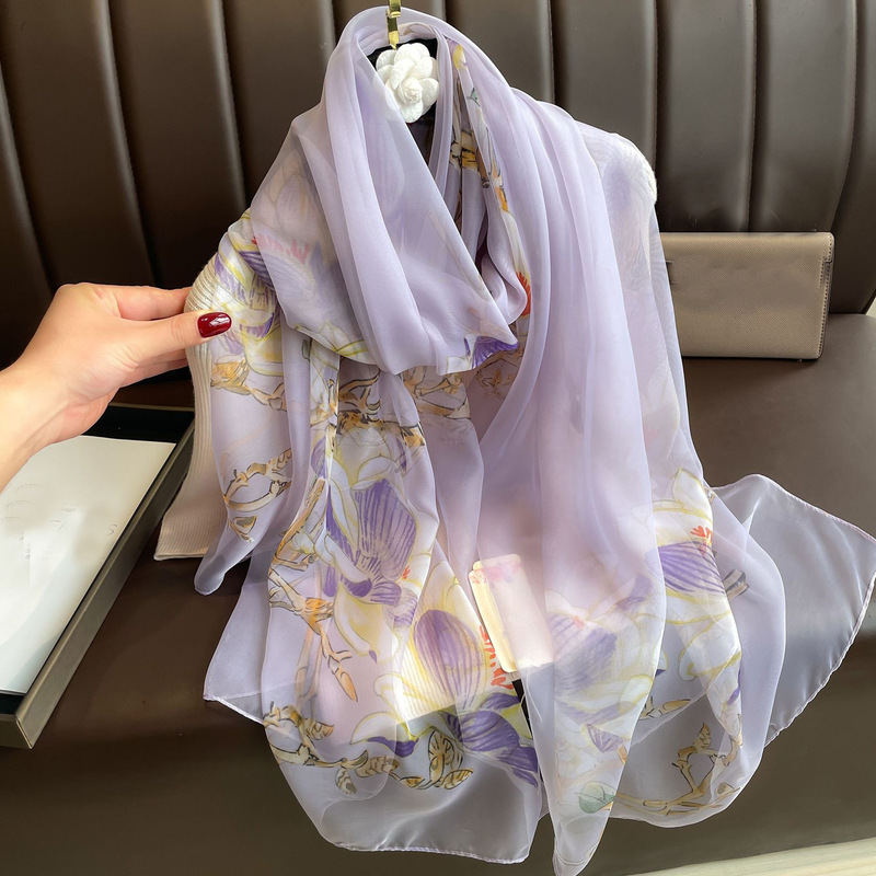 New Soft Yarn Imitation Silk Scarf Spring and Summer Large Size Beach Sun Protection Shawl Autumn and Winter Warm Scarf for Women