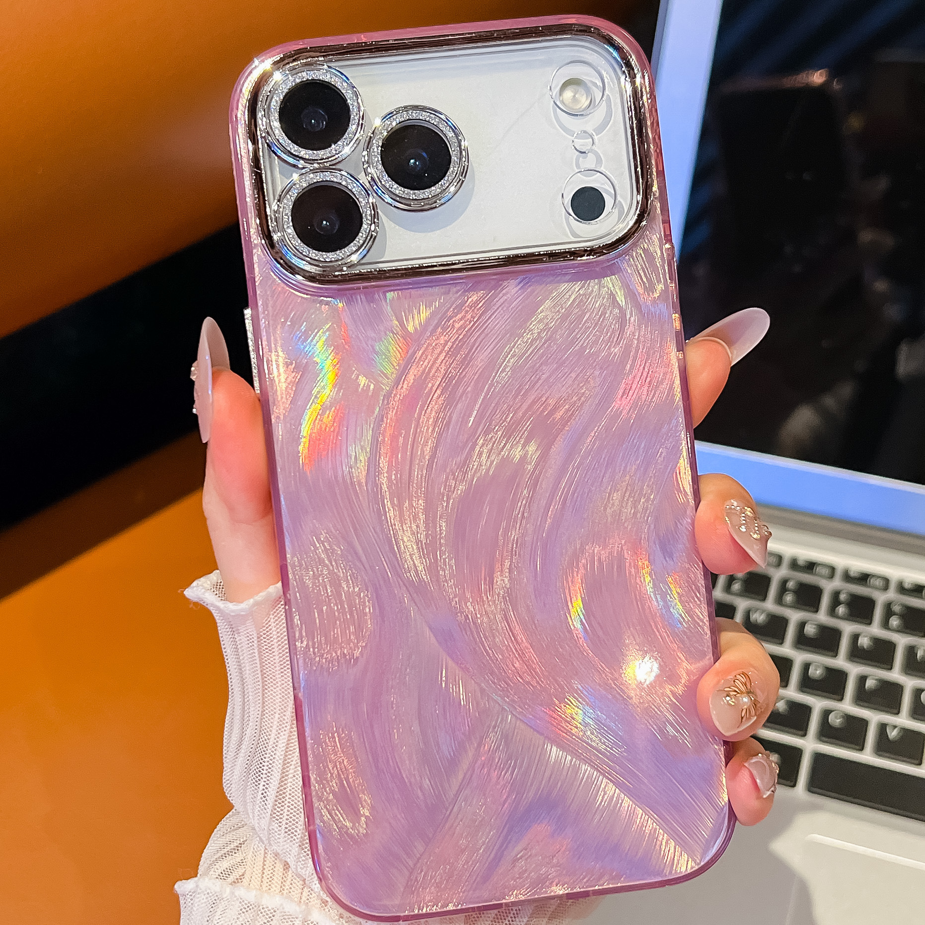 双面覆膜IMD适用iPhone17Air手机壳苹果16ProMax羽毛纹防摔保护套