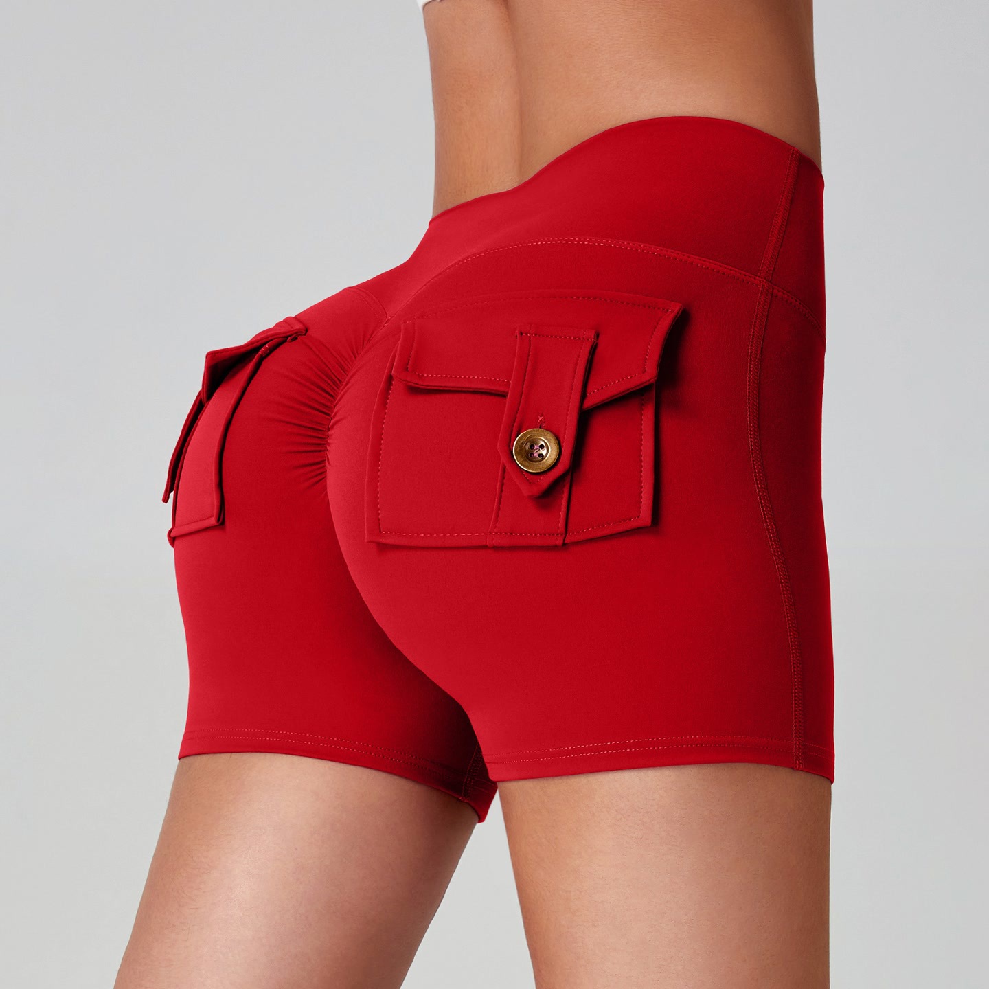 Pantalones cortos apretados transfronterizos, cintura alta, elástica, elevación de cintura, velocidad, secado, carrera, fitness, pantalones calientes