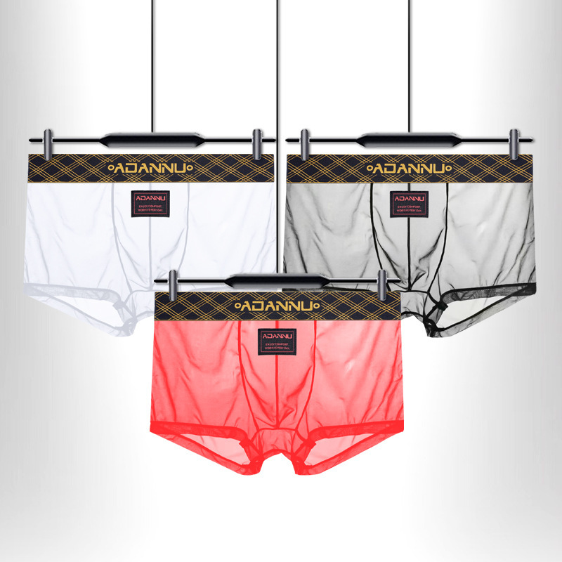 "Real Shot of Marketing Style" High-end Embroidered Sexy Transparent Men's Boxer Briefs, Ultra-thin Sports Underwear AD401