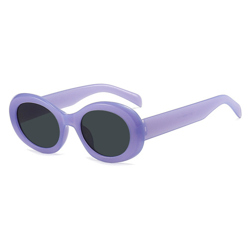 Purple oval sunglasses new slimming sunglasses high-end concave shape sunglasses anti-UV for women