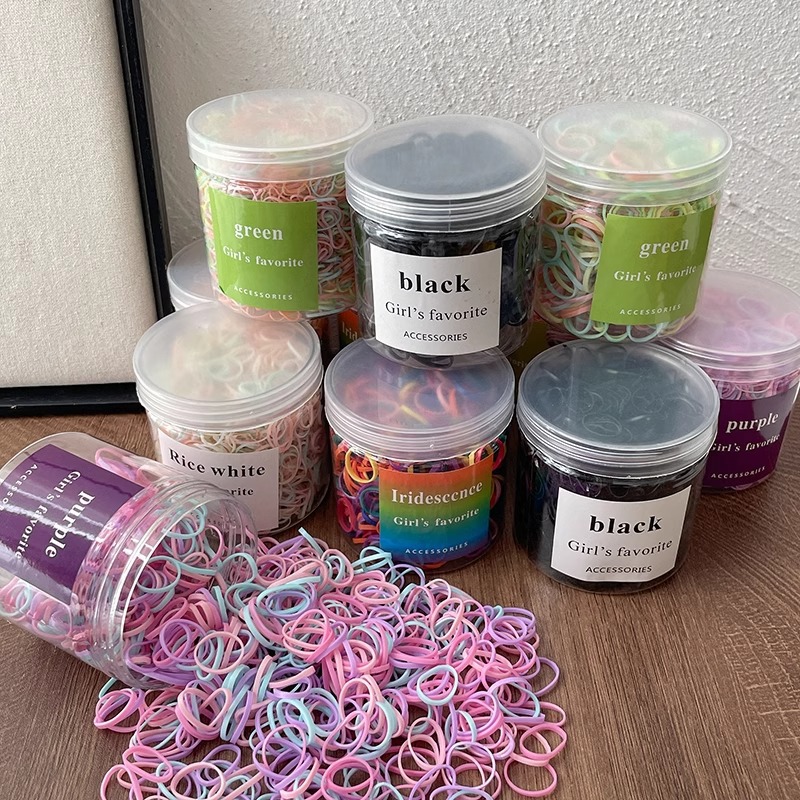 Desechable pequeña banda de goma colorida de las mujeres pequeña cubierta de cuero lazo de pelo cuerda de pelo no duele el pelo alto elástico banda de pelo de los niños tocado