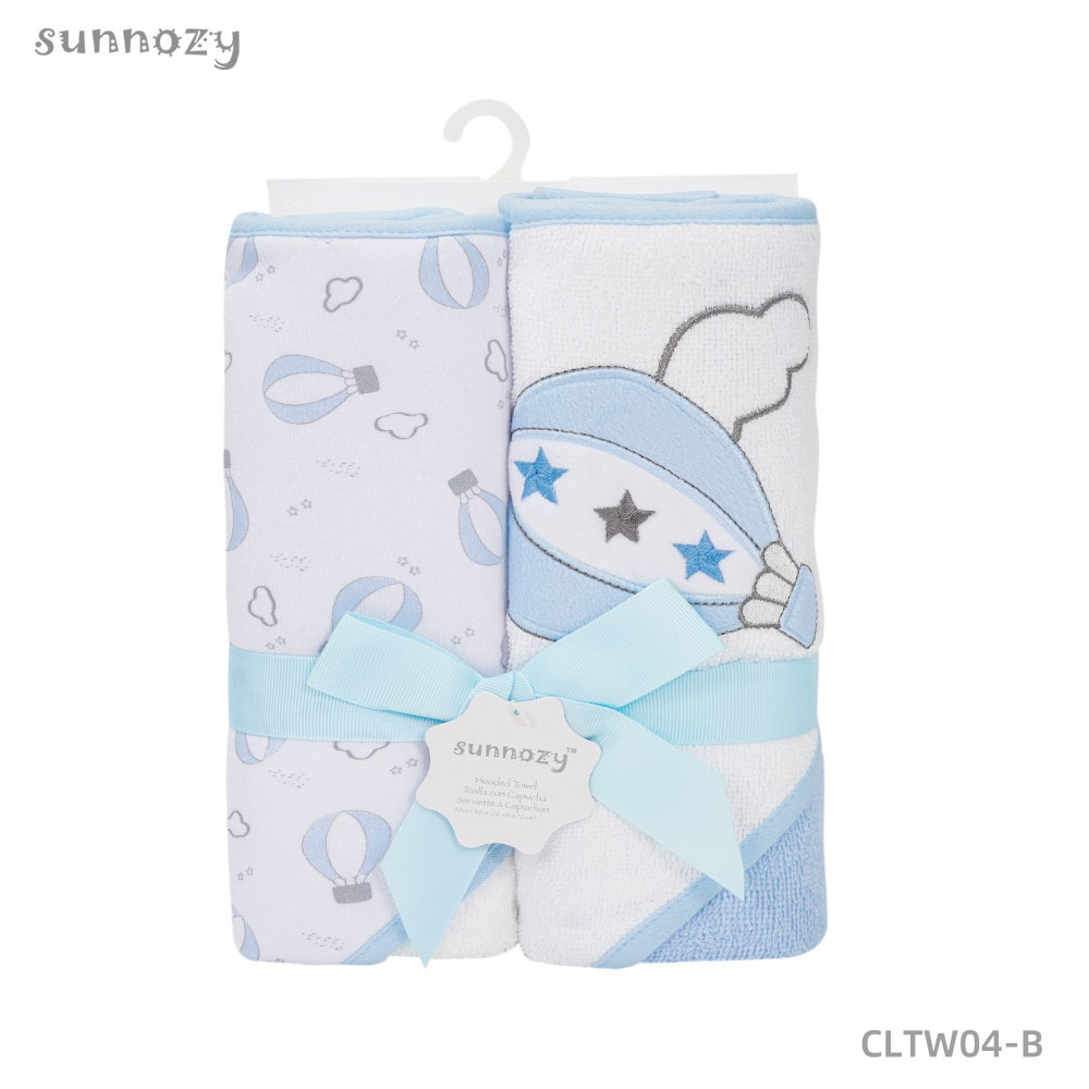 Sunnozy Europeins bebés bebés 100% algodón 2 toallas de baño con capas toallas de baño