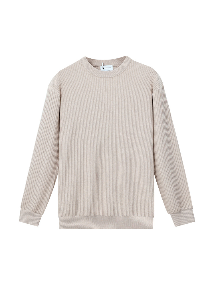 Hombre otoño invierno lujoso lujoso suéter de punto perezoso estilo de hombre de alto nivel de cuello redondo de manga larga camiseta de base de color sólido para hombres