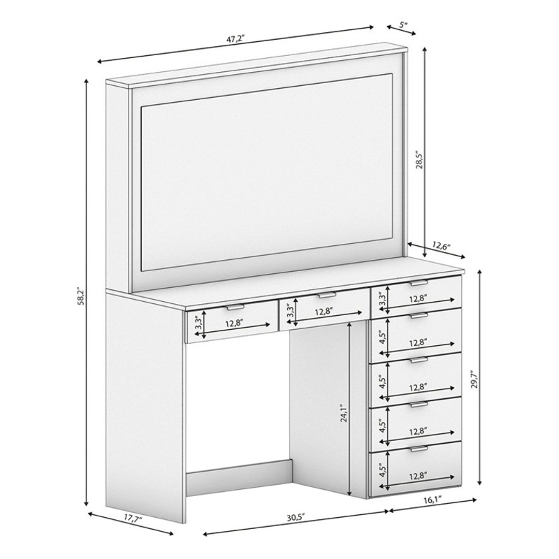 Mesa de maquillaje dormitorio de noche simple pequeño apartamento de almacenamiento tocador espejo multifuncional gabinete de maquillaje con luz