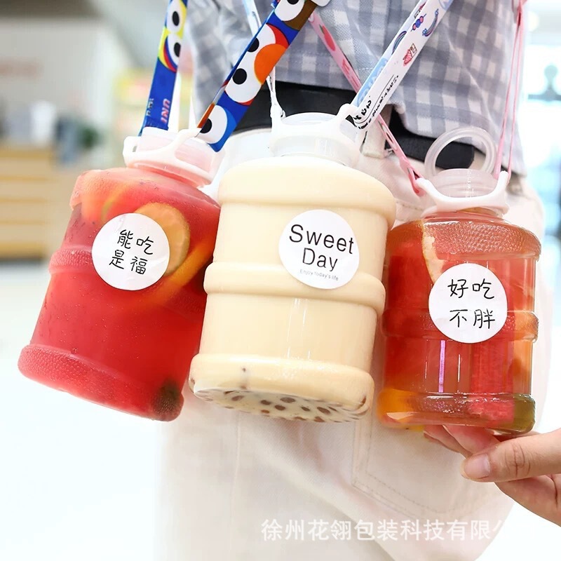 Direct Selling Slimming Bottle with Pull-Tab Lid, Same Style Bottle for Milk Tea, Disposable Juice Cup, Sealed Beverage Bottle, Matcha Slimming Bottle