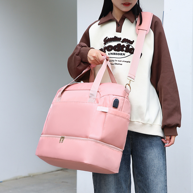 Fitness with large capacity, new women's yoga exercise dry wet separation waterproof shoulder bag, portable travel bag_voghion.com