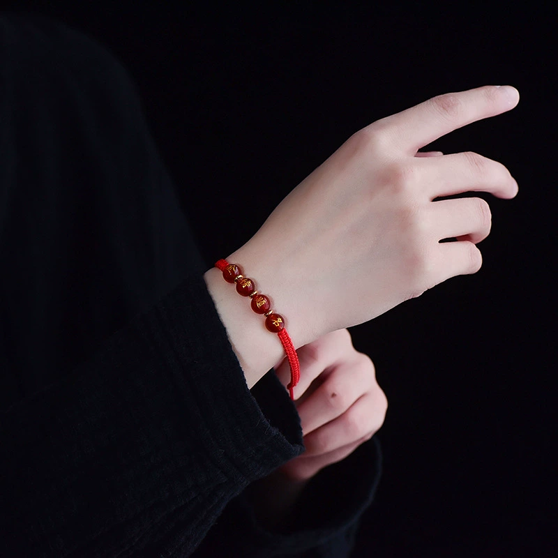 Органический оникс красная верёвочная bracelet, оптовая продажа
