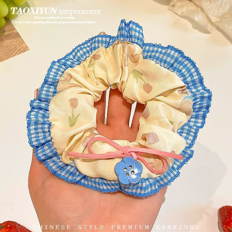 Encaje retro francés, diadema de intestino grueso, mujer 2025, nuevo estilo, cuerda para el cabello, banda de goma, lazo, dulce cuerda para el cabello, accesorios para el cabello