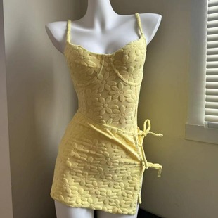 [Summer color palette] Summer color vigor girl texture one-piece swimsuit women's bikini skirt two-piece set