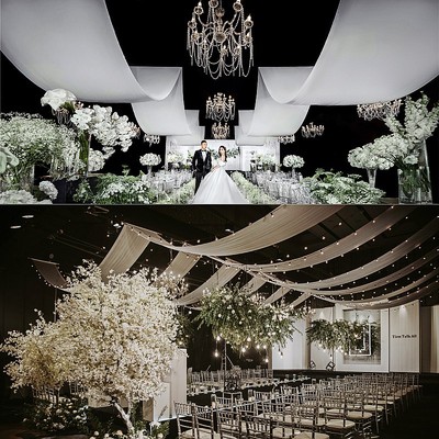 婚慶道具吊頂布牛奶絲彈力布幔婚禮裝飾布藝婚禮堂場地布置造型